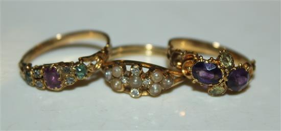 3 x gem set dress rings